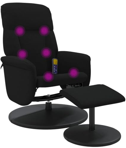 vidaXL Massagesessel, Sessel Verstellbare Rückenlehne, Drehbar Fernsehsessel Relaxsessel mit Fußhocker, Liegesessel Polstersessel Ruhesessel, Schwarz Samt