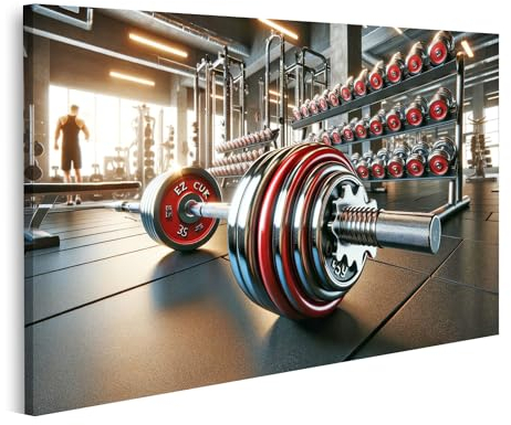islandburner Bild auf Leinwand Kraftvolle Stille im Hantelraum Fitness Studio Gym Bilder Wandbilder Poster
