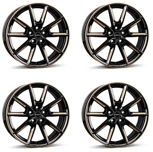 4x Borbet Felgen LX18 8.0x18 ET44 5x112 black glossy gold spoke rim kompatibel mit Seat Altea Ateca Leon Toledo