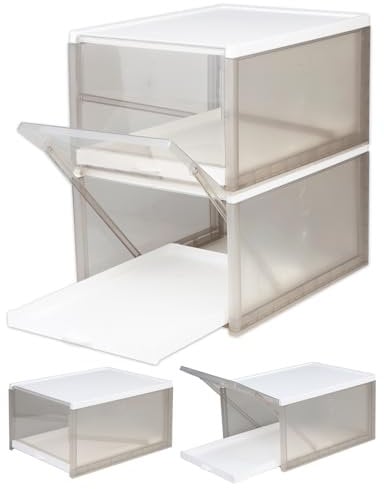 HeywoodCabin 2 Pack Hat Organizer, Baseball Caps Box with Sliding Tray, Stackable Clear Hat Storage Holder, Snapback Display Boxes Containers for Hats, Cap Rack Display Case