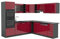 Vicco Eckküche R-Line, Bordeaux Hochglanz/Anthrazit, 237 x 247 cm, AP Anthrazit