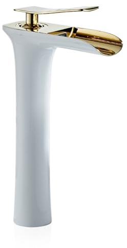 Robinet cascade rétro en cuivre pour salle de bain - Double robinet chaud et froid - Modèle platine