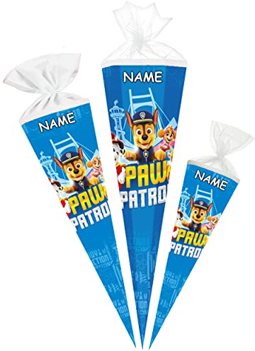 alles-meine.de GmbH Schultüte - Paw Patrool 35-100 cm Größe wählbar inkl. Name - Zuckertüte - Tüllabschluß/Filzabschluß - eckig/rund - Jungen & Mädchen - klein & groß..