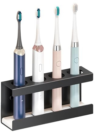 Portaspazzolino Elettrico Salvaspazio, Portaspazzolino Elettrico con Forte Capacità di Carico, Portaspazzolino Elettrico Versatile per Bagno, Portaspazzolini (4 Fori, 20 CM)