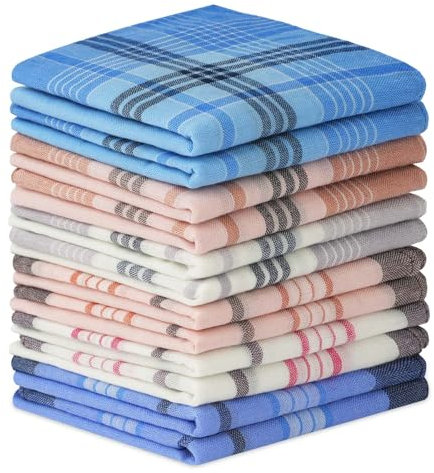 URAQT Fazzoletti da Uomo, 12 Pezzi Fazzoletti Cotone da 35 * 35cm, Fazzoletto da Uomo Fazzoletti Stoffa per Matrimonio, Business