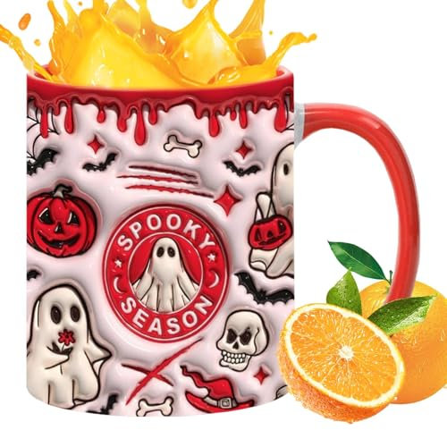 Tazza da tè fantasma, tazza da caffè per Halloween, tazza da tè in ceramica, 350 ml, tazza da caffè spaventosa per caffè, tè, decorazione estetica