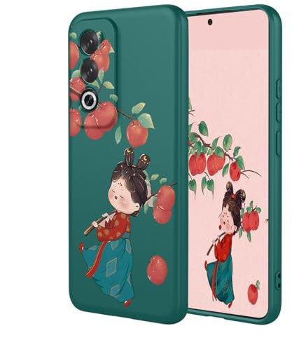 YUECXIN Cover Silicone Liquido per OPPO A80 5G, Custodia TPU Soft Ultra Sottile Carini e Moda Modelli Case, Fodera in Microfibra Antiurto Bumper Custodia. Mela