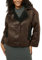 cffvdiz Femmes PU Faux Cuir Veste Bouton Front Sherpa Doublé Revers Faux Fourrure Manteau Outerwear Avec Poches,Burgundy,S