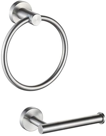 Towel Holders for Bathrooms Wall Mounted - 3 Set Silver Brushed Toilet Roll Holder, Towel Rail 090307