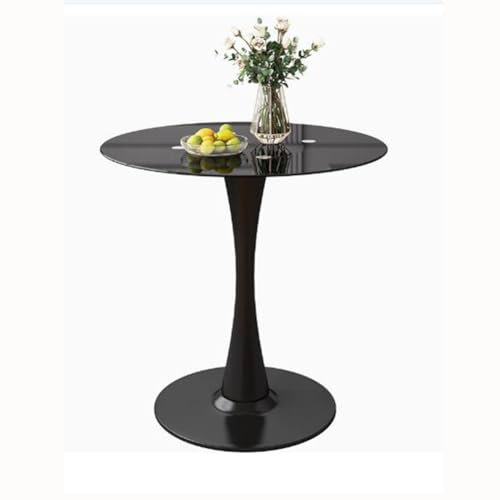 Moderna mesa de comedor pequeña con patas negras para mesa de cristal blanco de 80 cm