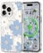 L-FADNUT Magnetic for iPhone 14 Pro Case, Compatible with Magsafe Floral Pattern Design, Clear Girly Flower Cover Slim Bumper Shockproof Protective Phone Case for iPhone 14 Pro Blue