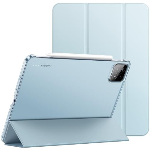 JETech Case for Xiaomi Pad 7/7 Pro (11.2-Inch, 2025 Model), Slim Translucent Back Tri-Fold Stand Protective Tablet Cover with Auto Wake/Sleep (Light Blue)