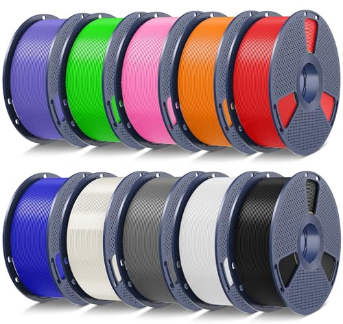 SUNLU 10KG PLA Filament 1.75mm, 3D Drucker Filament PLA | Maßgenauigkeit +/- 0,02mm, Sauber Gewickelte 1KG Spule Schwarz+Weiß+Grau+Rot+Blau+Grün+Transparent+Orange+Lila+Rosa