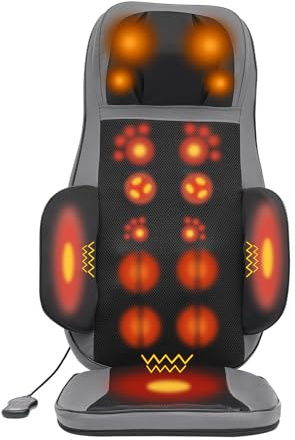 LNINNERY Shiatsu Massagesitzauflage mit Wärmefunktion 3 Massagemodi Nacken- und Rückenmassage Kaffeebraun (Grau)
