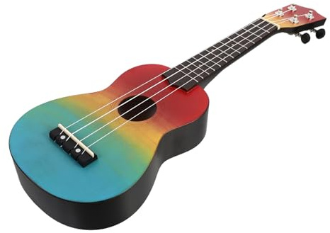 21-zoll Ukulele Satz für Anfänger Kinder Handbemalt | Buntes Regenbogen Design, Glatt Poliert, Geschenkidee mit Tragetasche