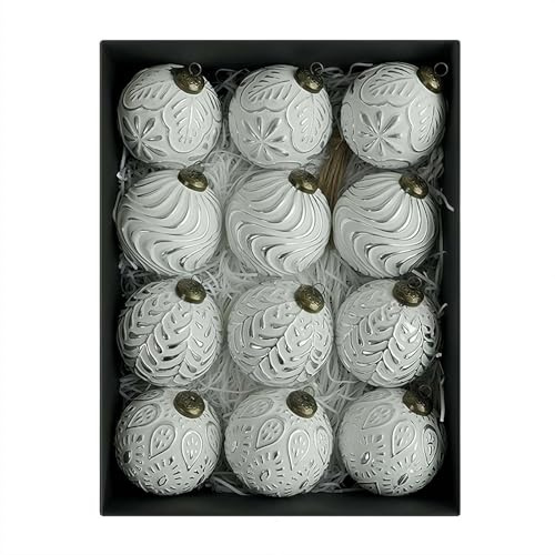12 Stück Vintage-Weihnachtskugeln, PVC-Weihnachtskugeln, bruchsicher, antike Weihnachtskugeln, rustikale Weihnachtskugeln für den Innenbereich, Weihnachtsdekoration