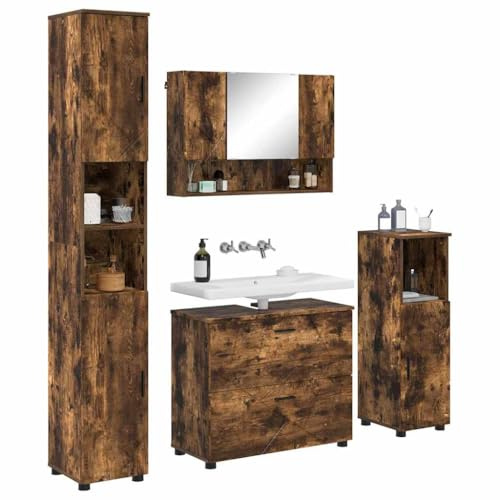vidaXL Bathroom Furniture Set 4 pcs Smoked oak 30 x 35 x 192 cm,
