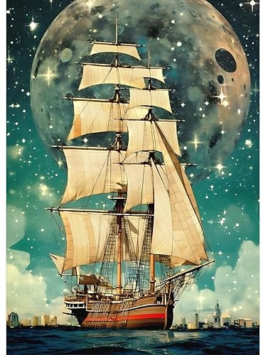 CREAFOMIFE 1000 Piece Jigsaw Puzzle for Adults Starry Night & Sailing Ship | Hard Difficult Challenging Large Puzzle, Gift for Adult Puzzle Lovers (27.5 x 20 Inches)