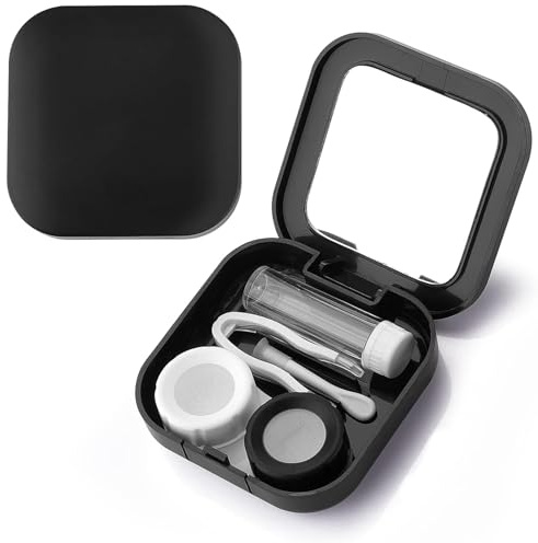 BYTLEOUTJ Contact Lens Cases with Mirror, Contact Lens Holder Mini Box Container, Portable Contact Lens Soaking Case with L and R Caps for Travel