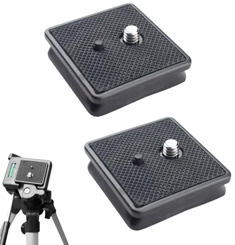 2-Pack Quick Release Plate with Screw Mount,Universal Tripod Adapter for DSLR SLR Digital Camera - Easy Install & Detach (Black)