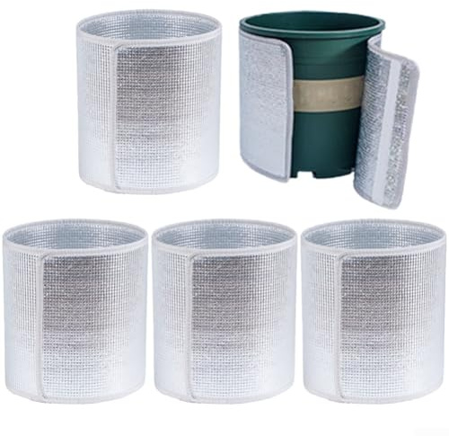 Set mit 5 Thermo-Topfabdeckungen mit doppellagiger Isolierfolie zum Schutz der Pflanzen vor Frost und zur Aufrechterhaltung der Temperaturstabilität im Freien (38 x 130 cm)