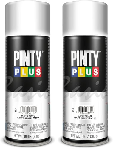 PINTY PLUS Pintura en Spray Basic 520cc Barniz Mate M199, 400ml-520cc (Paquete de 2)