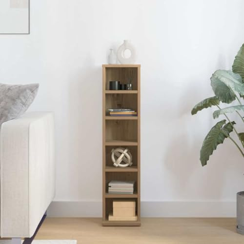 Hoopleep CD-Regal Artisan-Eiche 21x20x88 cm, Robustes Holzwerkstoff-Medienregal für CDs & DVDs, vielseitige Aufbewahrung klein für Wohnzimmer, Büro oder Schlafzimmer