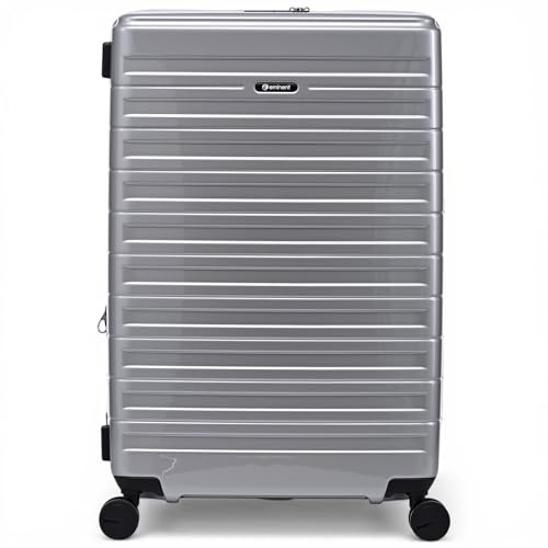 Eminent Voyager Koffer Groß XL leicht, Hartschalenkoffer Trolley | Reisekoffer groß XXL, 4,4 kg leicht, 112L, 158 cm für 23 kg, erweiterbar 77x51x30 auf 34, TSA Schloss, 4 Rollen, Silber
