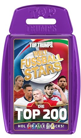 Top Trumps Weltfussballstars Top 200 Pack 4 Kartenspiel für Kinder – Klassisches Top 200 Pack 4 WFS Lernkartenspiel für Fußballfans – 2+ Spielern ab 6 Jahren – Deutsch