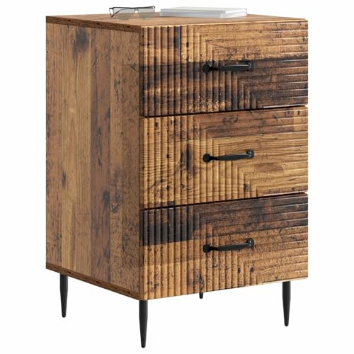 vidaXL Nachttisch Altholz 43 x 41 x 66,5 cm Holzwerkstoff, Kompakter Nachttisch, rechteckig, Vintage Stil, viel Stauraum, Coole Beistelltisch für kleine Räume