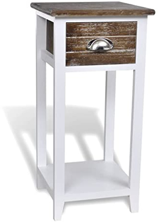 KGHERMDF Nachttisch mit Schublade aus Sperrholz und Paulownia-Holz, Schlichtes Design, auch als Beistelltisch oder Telefontisch nutzbar, mit Ablage für Kleinigkeiten
