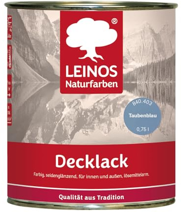 LEINOS Vernice trasparente lucida 840 blu tortora, 750 ml, vernice per legno per interni ed esterni, altamente coprente, resistente alle intemperie, per legno, metallo e gres con effetto colore