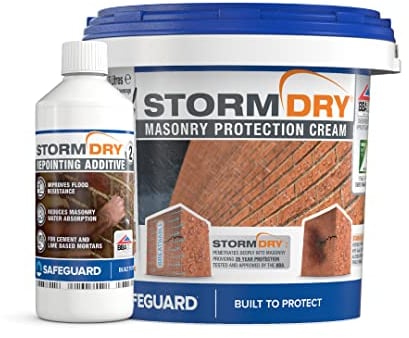 Stormdry Masonry Waterproofing Cream 5L + Stormdry Repointing Additive II - BBA Approved Brick Sealer - 25 Year Protection Against Penetrating Damp