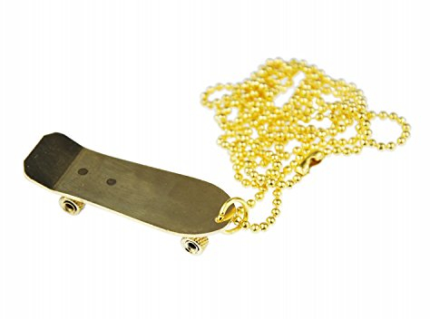 Miniblings Skateboard Kette Halskette 80cm Skater Skaterkette Skaten vergoldet - Handmade Modeschmuck - Kugelkette vergoldet