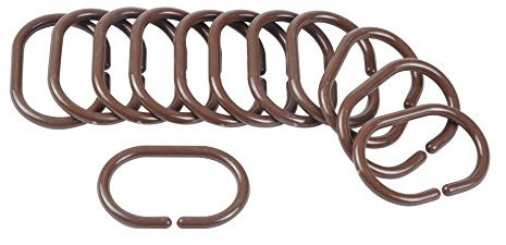 Douceur d'Intérieur, Anelli per la Tenda della Doccia, 12 Pezzi, Dimensioni: 4 x 0,4 x 6 cm Vitamina Marrone