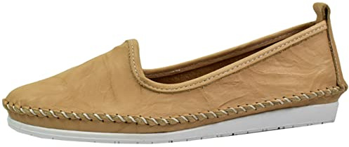 Andrea Conti Damen Mokassins Leder Ballerina Casual bequem kombistark 0027449, Größe:42 EU, Farbe:Beige