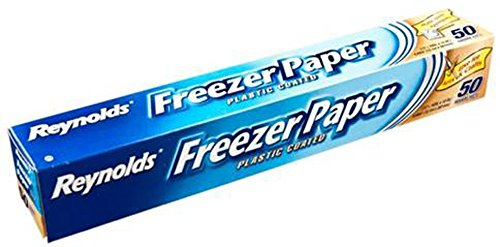 Reynolds Freezer Paper, Plastic Coated, 50 Sq Ft | Ideal for Wrapping Meat and Produce in The Freezer | Other Uses: Patchwork and Quilting, Machine Embroidery, Templates and Crafting