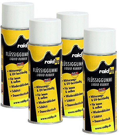 Raid HP 380262 Flüssiggummi 1600ml Weiss-MATT Sprühfolie Felgenfolie. Dauerelastische Gummierung für innen und außen für Auto Boot Motorrad Quad Fahrrad Freizeit Hobby