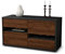 Stil.Zeit TV Schrank Lowboard Alina, Korpus anthrazit matt, Front Holz Design Walnuss (92x49x35cm), Push to Open Technik & Leichtlaufschienen