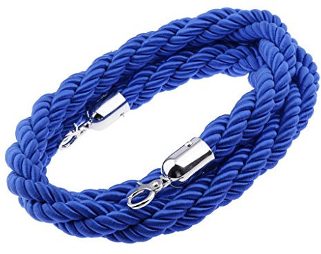 perfk Nylon Absperrseil Personenleitsystem Absperrkordel, Durchmesser: Ca. 32mm, Blau, 2m
