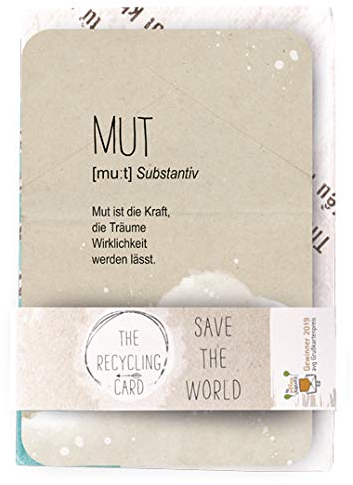 KE Post-Karte - Schöne Spruch-Karte im Set mit Recycling Dauer-Umschlag - Gruß-Karte mit farbig bedruckter Rückseite - DIN A5 - Motiv: Mut