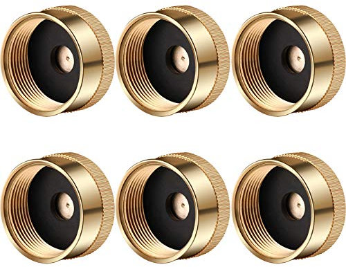 6 Pieces Solid Brass Refill Cap 1 LB Propane Bottle Cap Gas Tank Cylinder Sealed Cap Protect Cap