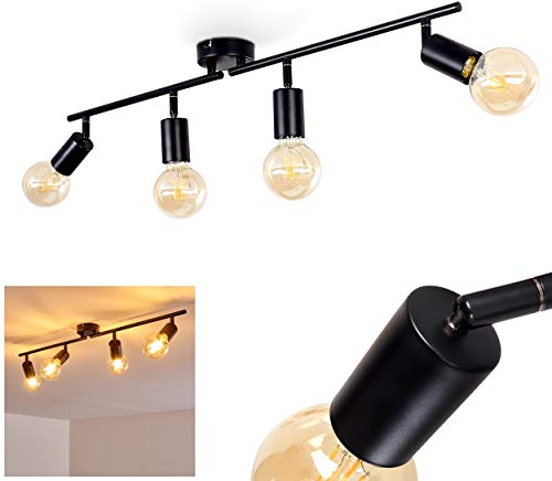HOFSTEIN Deckenleuchte Maidford, Deckenlampe aus Metall in Schwarz, 4-flammig, mit verstellbaren Strahlern, 4 x E27-Fassung, Spot im Retro/Vintage Design, ohne Leuchtmittel