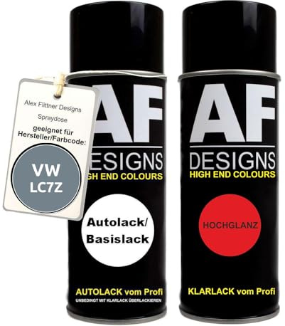 Autolack Spraydose für VW/Volkswagen Iron Grey Metallic LC7Z Basislack Klarlack Sprühdose 400ml