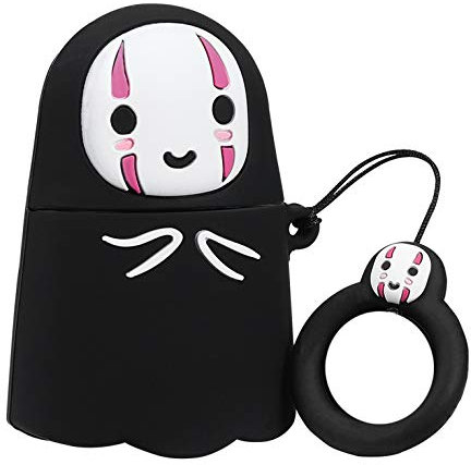 Oqplog Schutzhülle für Airpod 2/1 – Faceless Man, Anime-Design, niedliches 3D-Cartoon-Design, lustige Kawaii für Airpods 1. 2. Weiche Silikon-Hülle, modisch, cool, lustig, Mädchen, Teenager