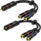 Divisor RCA, paquete de 2 cables RCA macho a doble RCA hembra divisor en Y adaptador estéreo a mono, cable de audio chapado en oro de 8 pulgadas para altavoz de subwoofer