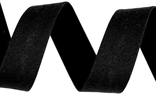 3m elastisches Baumwoll-Schrägband 20mm vorgefalzt Einfassband Kantenband, Größe:20 mm, Farbe:schwarz