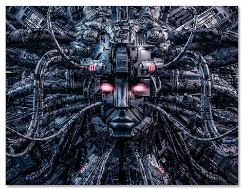 wandmotiv24 Leinwandbild Totenkopf, Querformat, Medusa verkabelt M0221