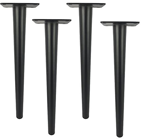 Möbelfüße 4 Stück,Eisen Schwarz Möbel Tischbeine,Konisch Schräg Möbelbeine Metall Füße,Sofafuss Tischgestell,für Kaffeetisch Fernsehschrank Sofa Lehrstuhl Schrankbeine Ersatz (30cm/11.8inch,Straight)