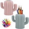 Wqajly Lot de 2 porte-crayons pour stylos, porte-stylos de bureau, organisateur de pinceaux de maquillage, créatif amusant en forme de cactus pour bureau, coiffeuse (rose, vert)